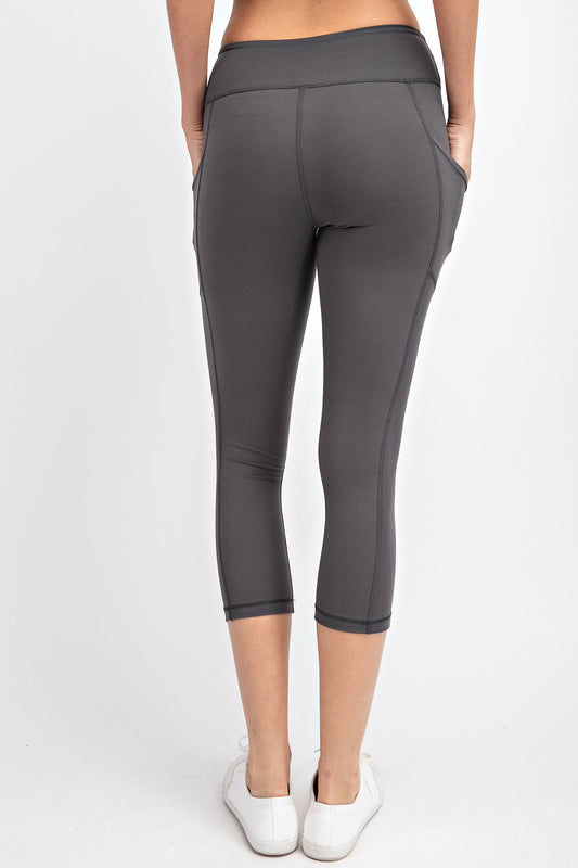 Charcoal - Capri leggings with Pockets