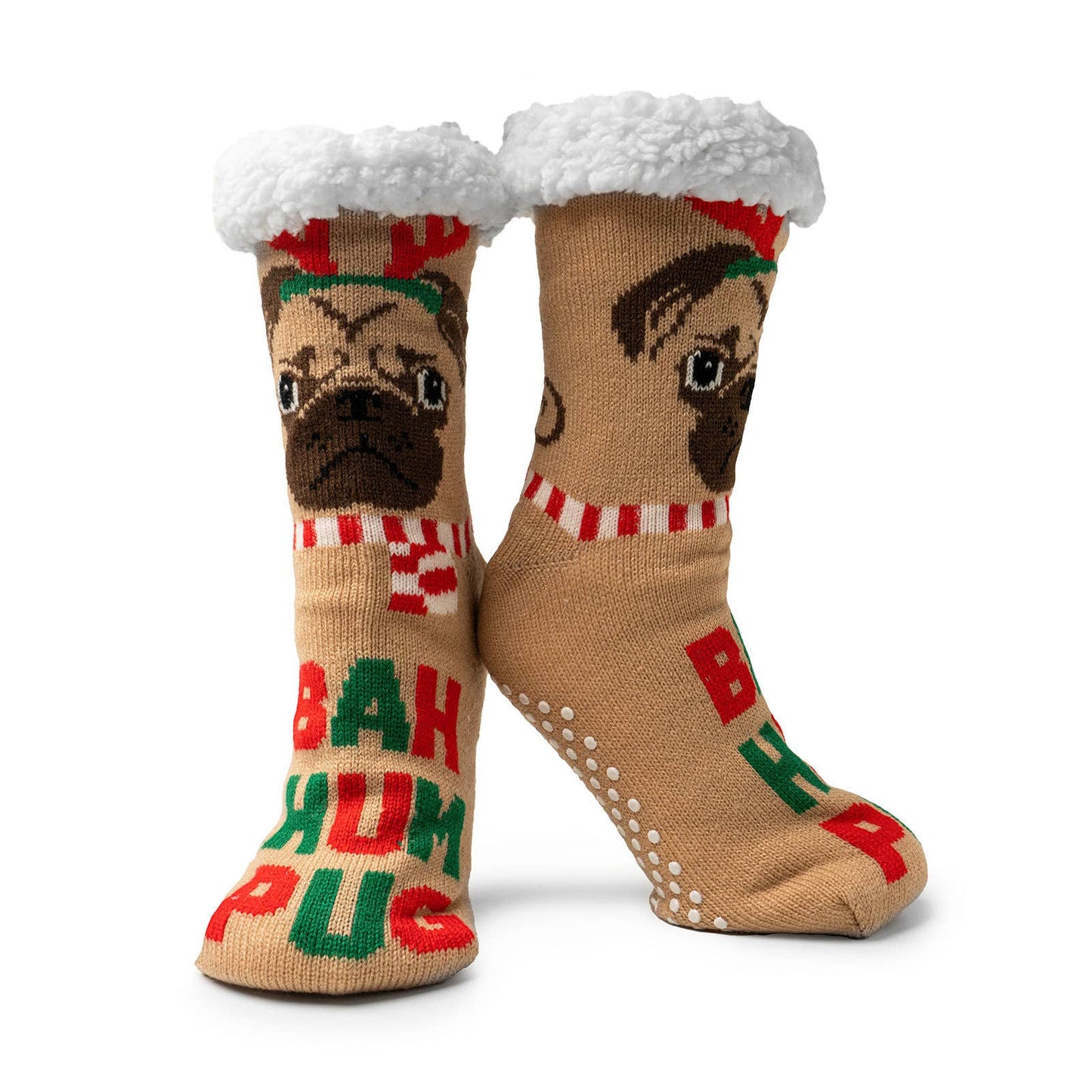 Bah Hum Pug Slipper Socks