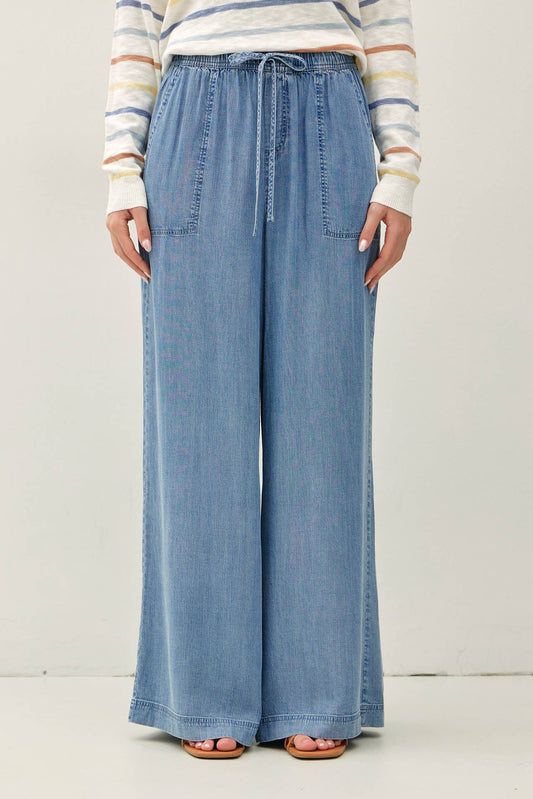 Chambray Wide Leg Pants