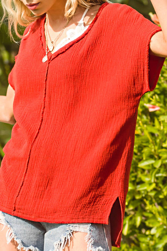 Oversized Gauze Short Sleeve Top