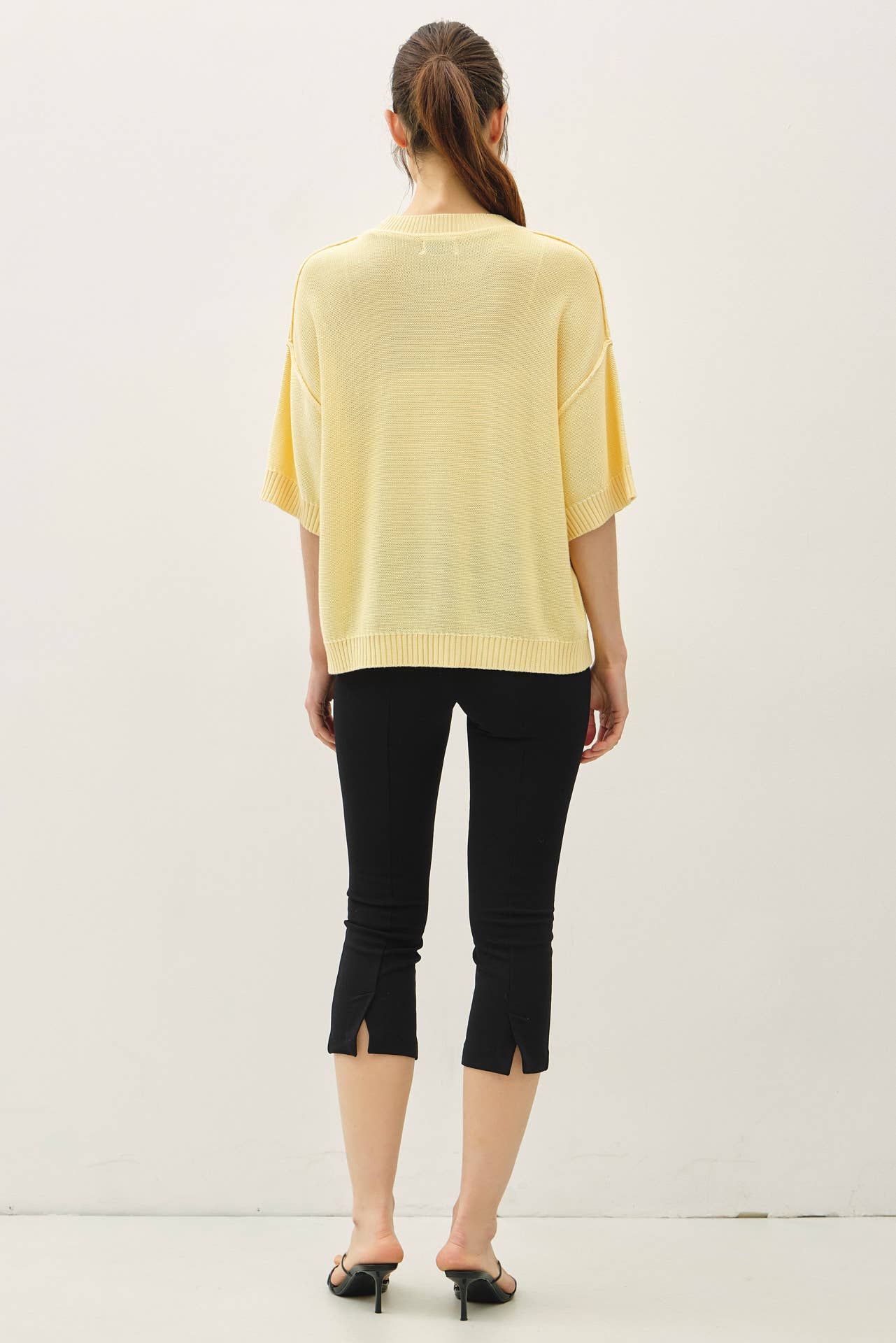 Yellow Oversize Raw Edge Sweater