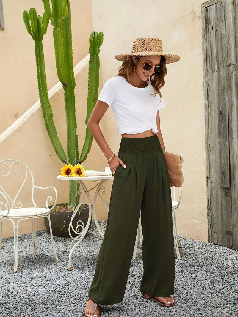 Olive Smocked Pants