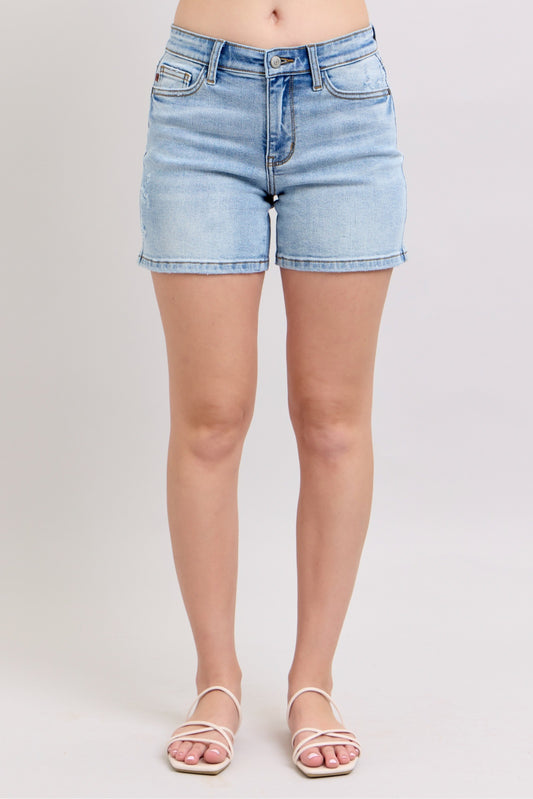 Judy Blue - Mid Rise Vintage Wash Dad Shorts