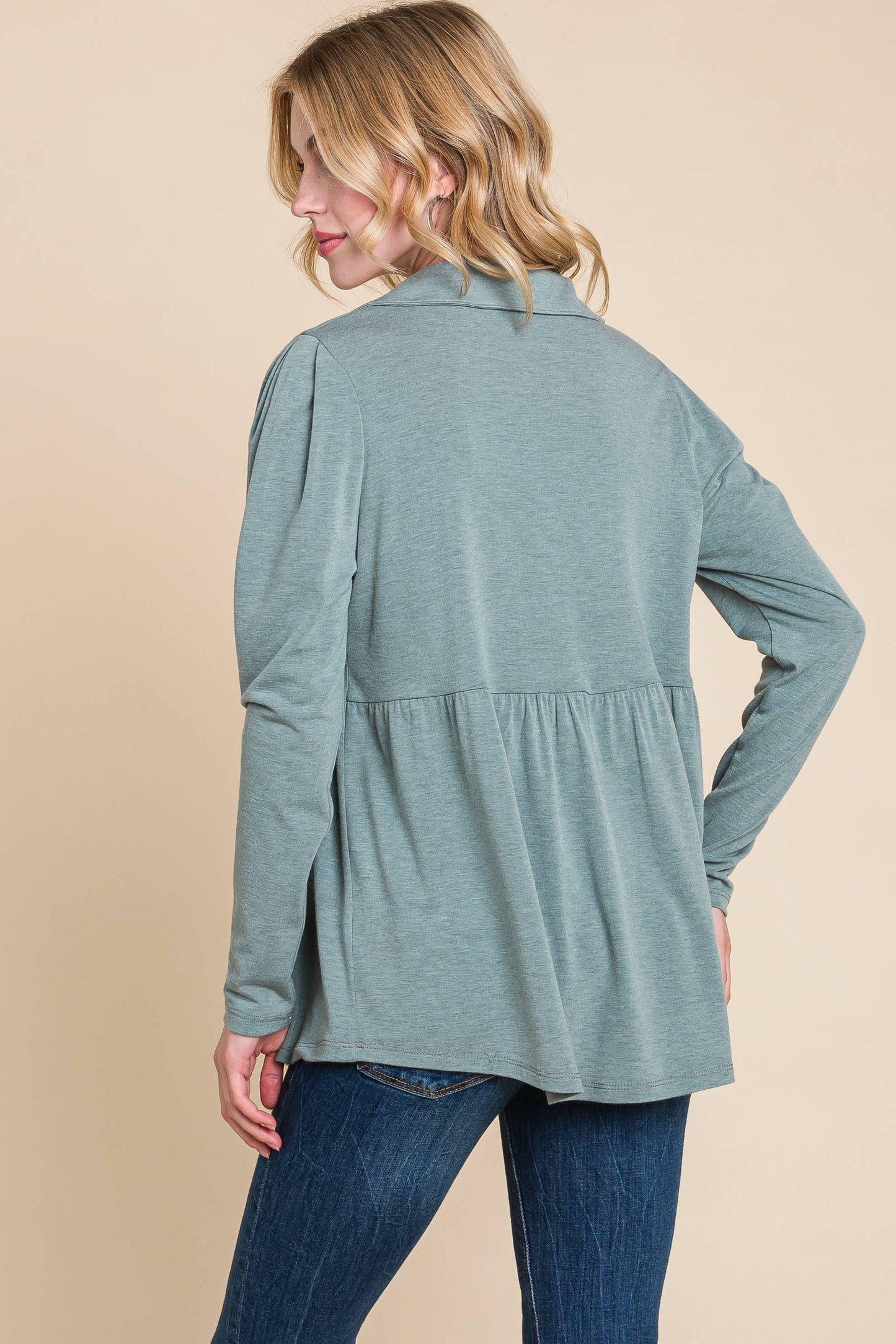 Sage Button Up Babydoll Tunic