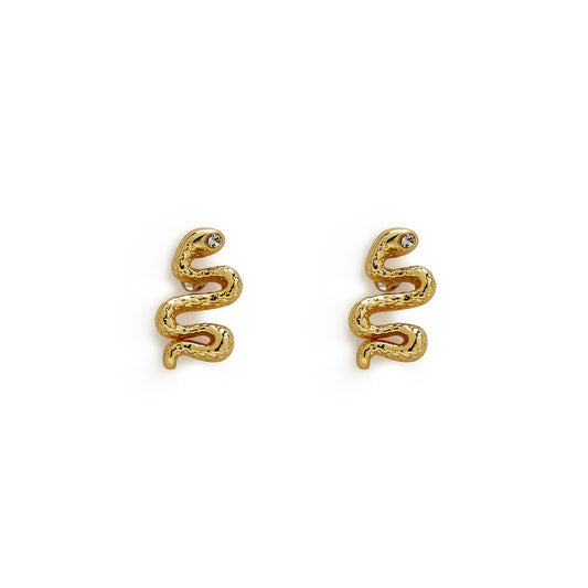 Golden Snake Stud Earrings