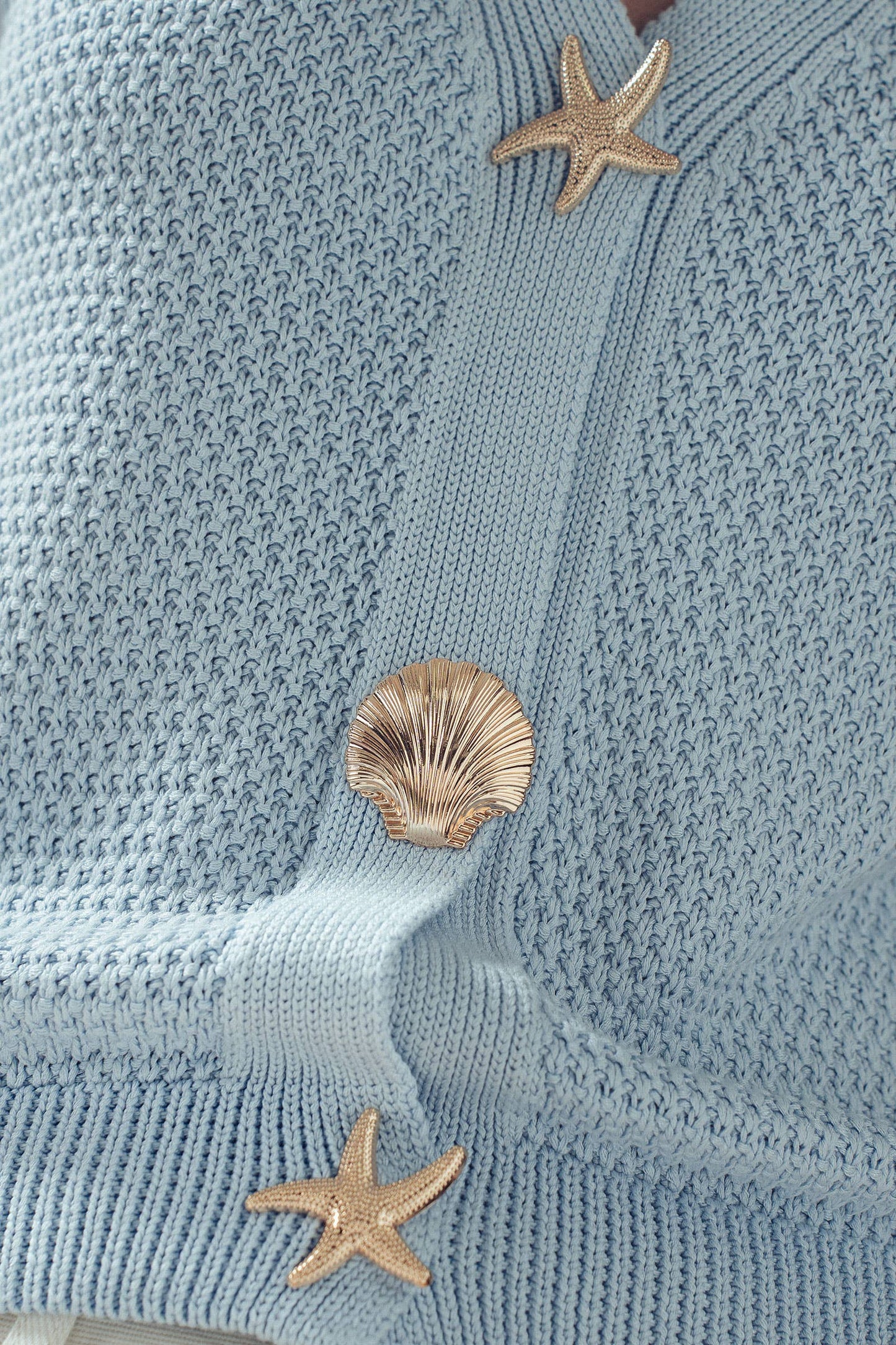 Coastal Seashell Button Knit Cardigan Top