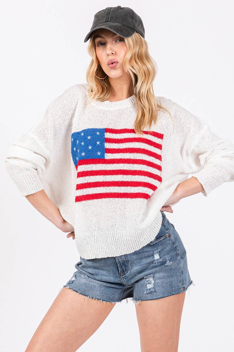 AMERICAN FLAG LIGHT SWEATER