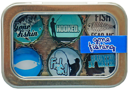 Fishing Bottle Cap Magnet Set