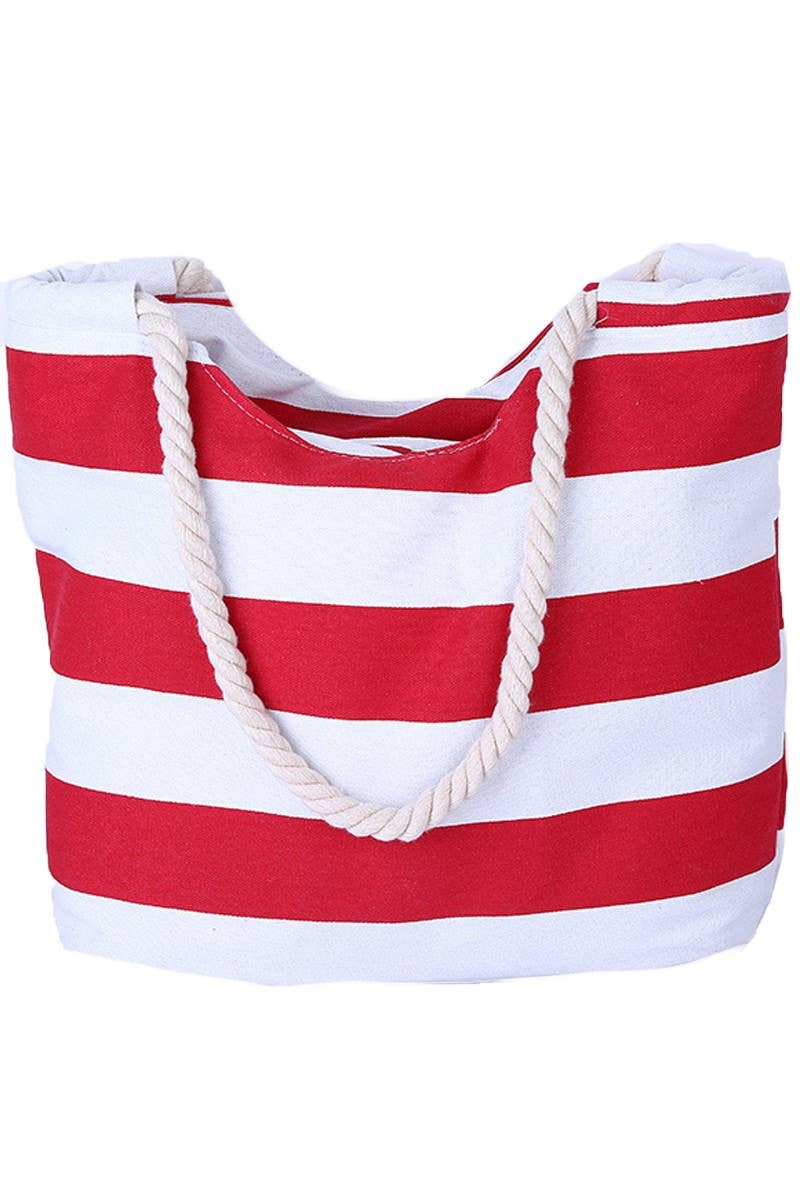 RED STRIPE BEACH TOTE