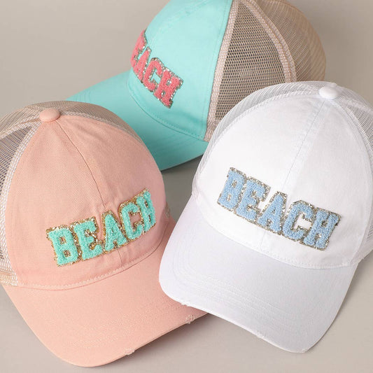 BEACH Chenille Letter Baseball Cap