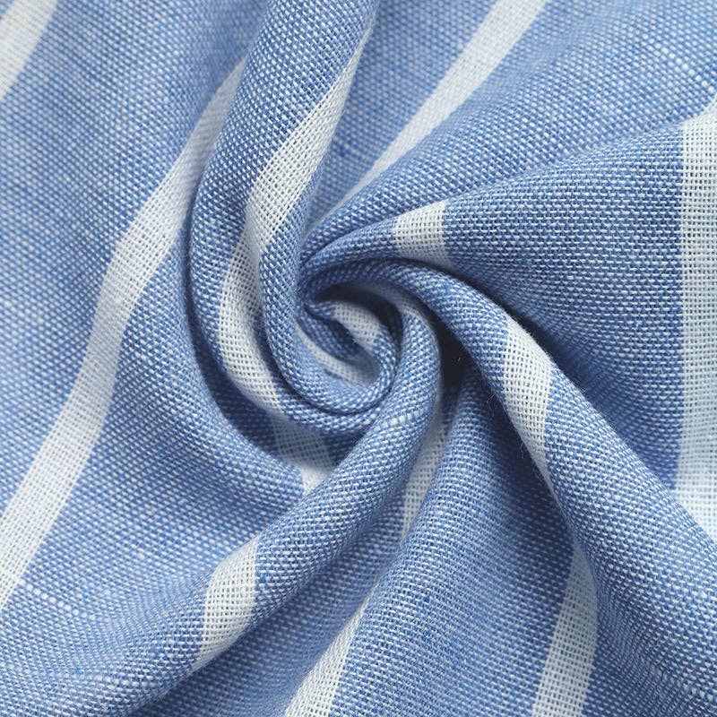 Blue Striped Button Down Shirt Oversized Blouse