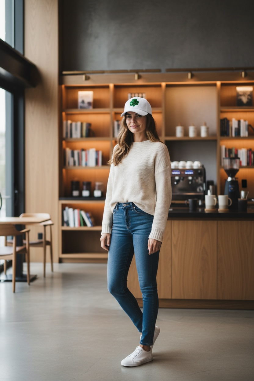 Shamrock Sequin Patch Pony Tail Hat