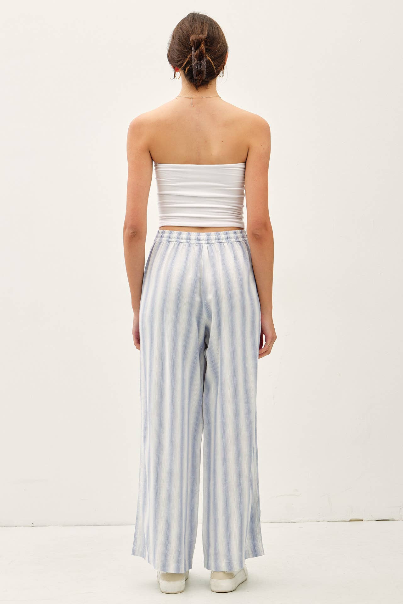CHAMBRAY STRIPED LINEN PANTS