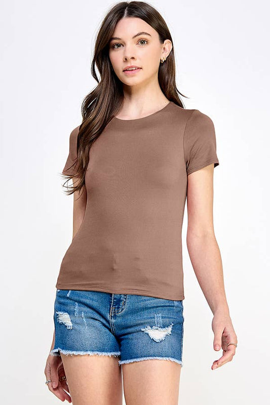 CAFE CREAM DOUBLE LAYERED SHORT SLEEVE TOP