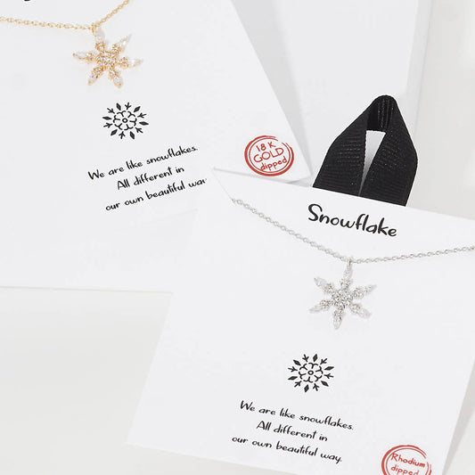 Snowflake Pendant CZ Necklace