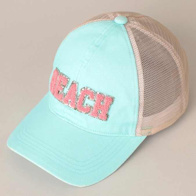 BEACH Chenille Letter Baseball Cap