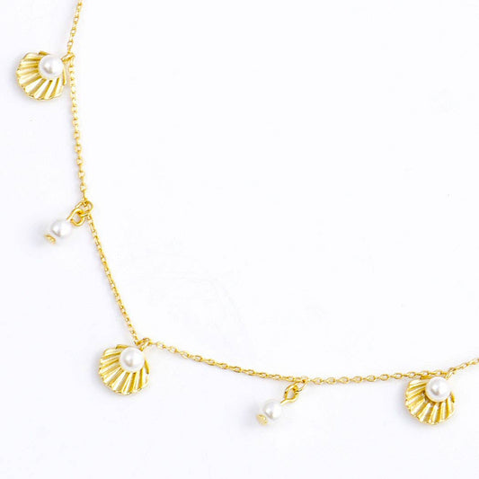 Shells and Pearls Charm Necklace