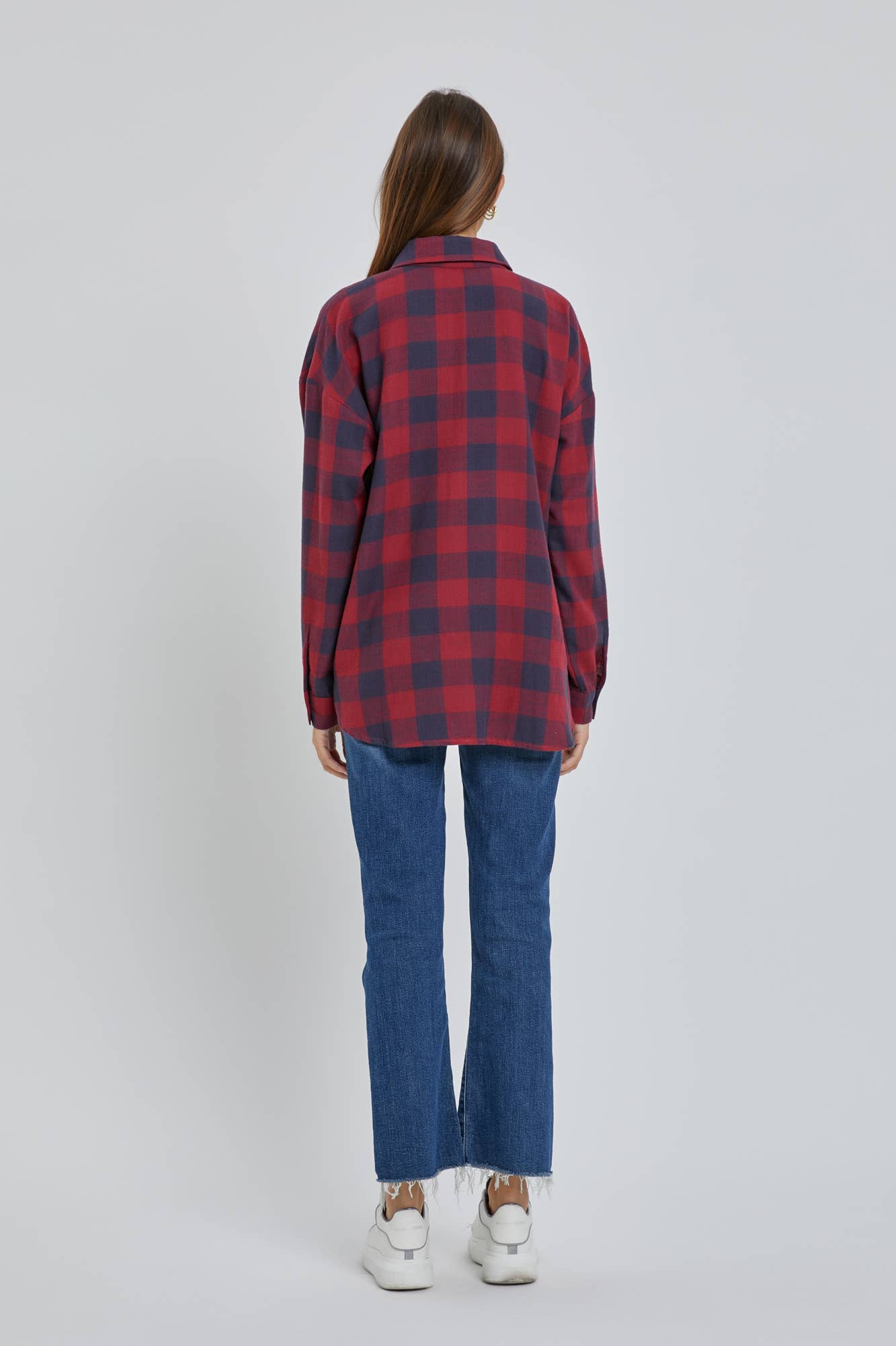 NAVY & RED OVERSIZED FLANNEL SHIRT