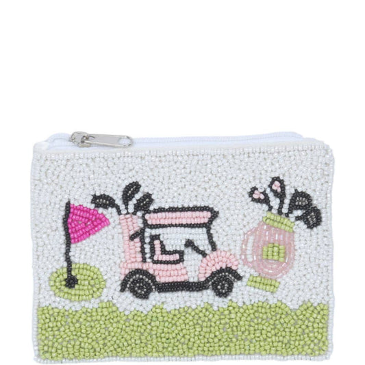 Golf Cart Beaded Coin Purse