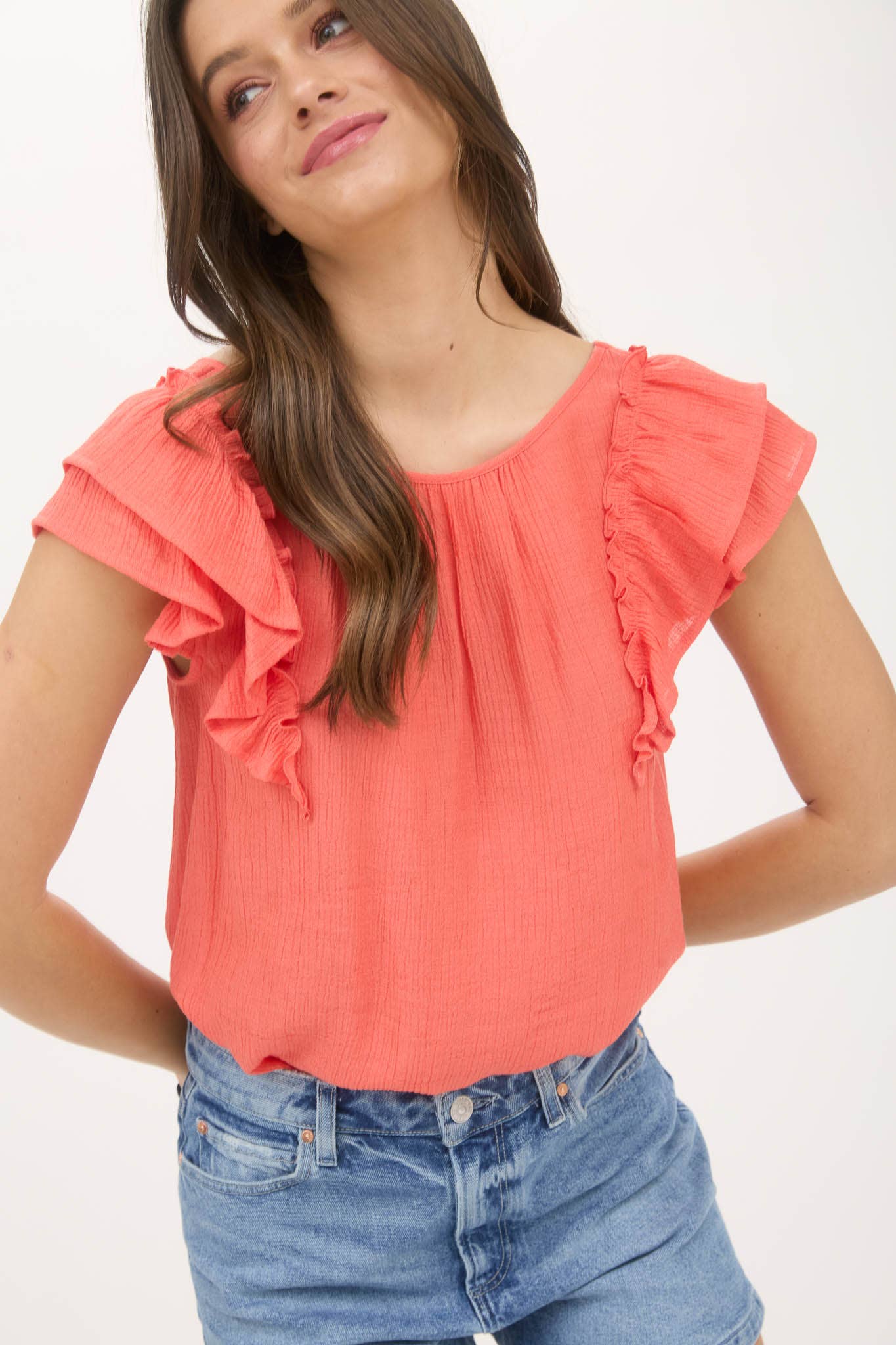 CORAL BACK BOW TOP