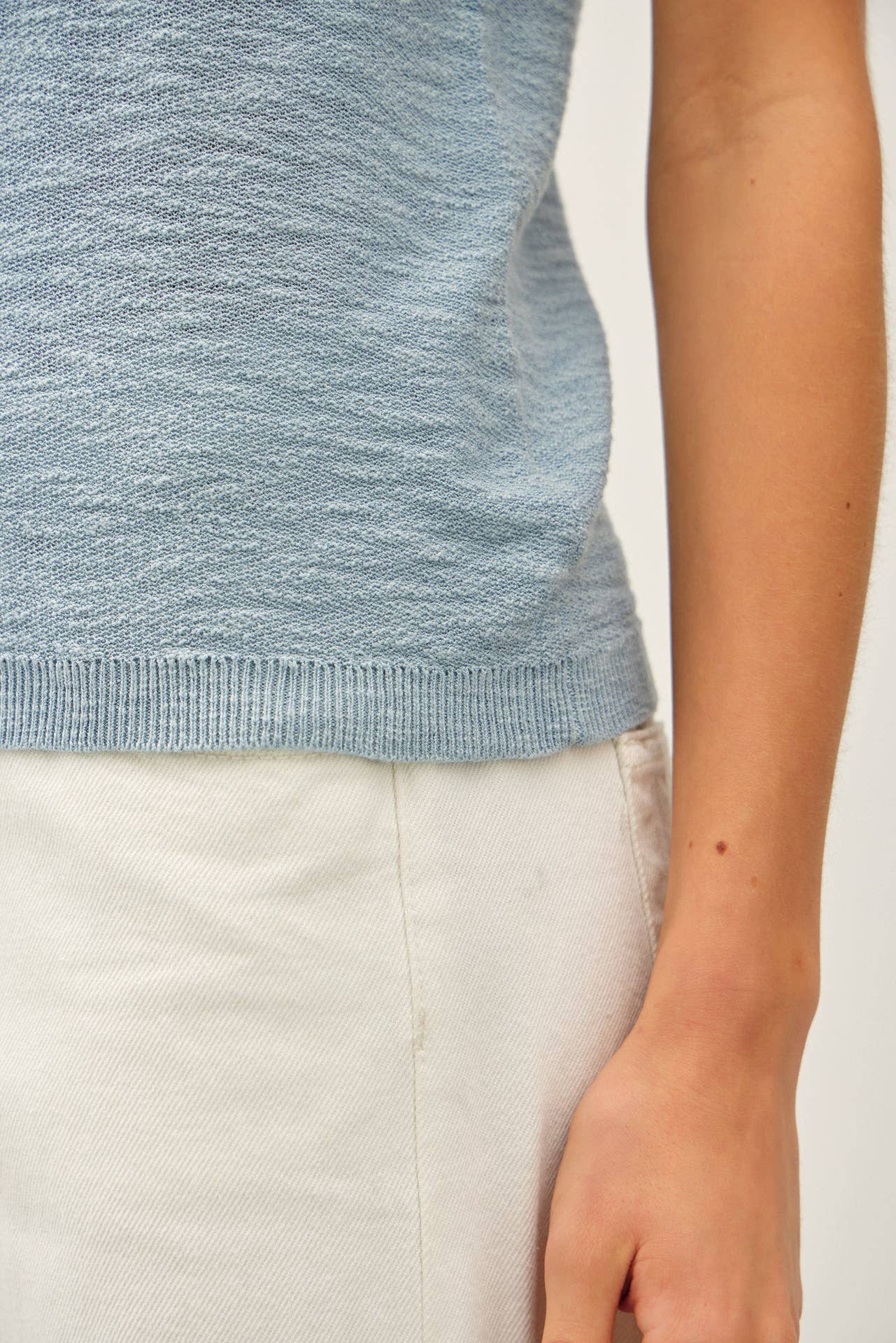 Seafoam Sleeveless Knit Slub Top