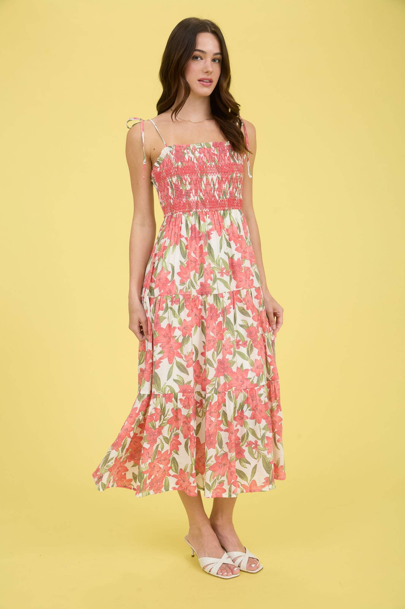 Floral Smocked Strappy Dress