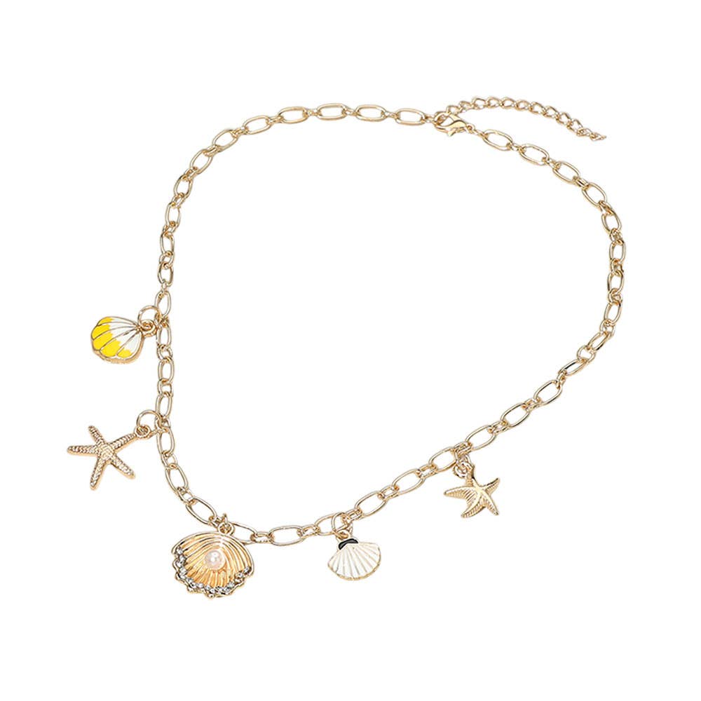Seashell Starfish Charm Necklace