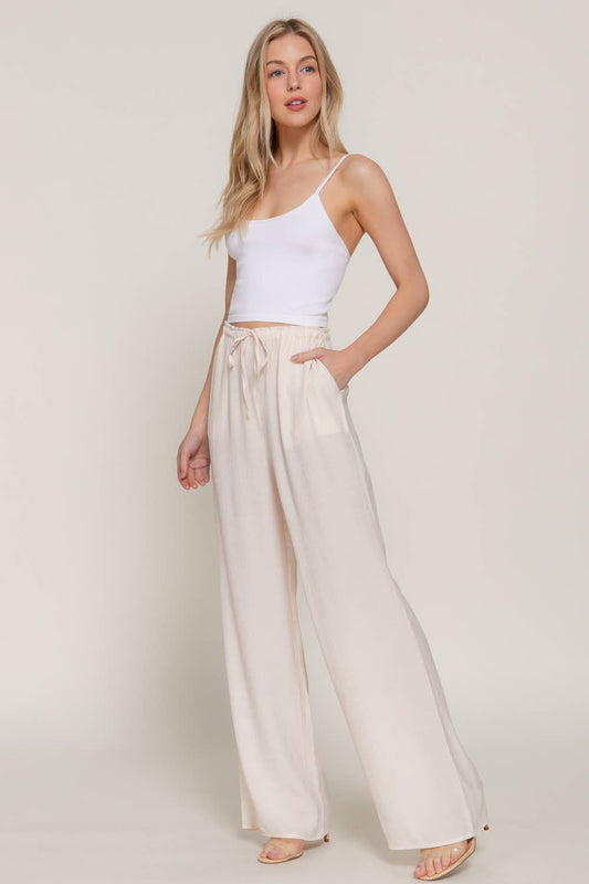 Elastic Waistband Flowy Pants