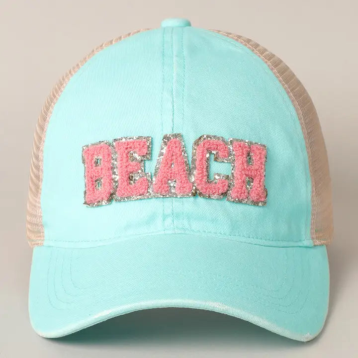 BEACH Chenille Letter Baseball Cap