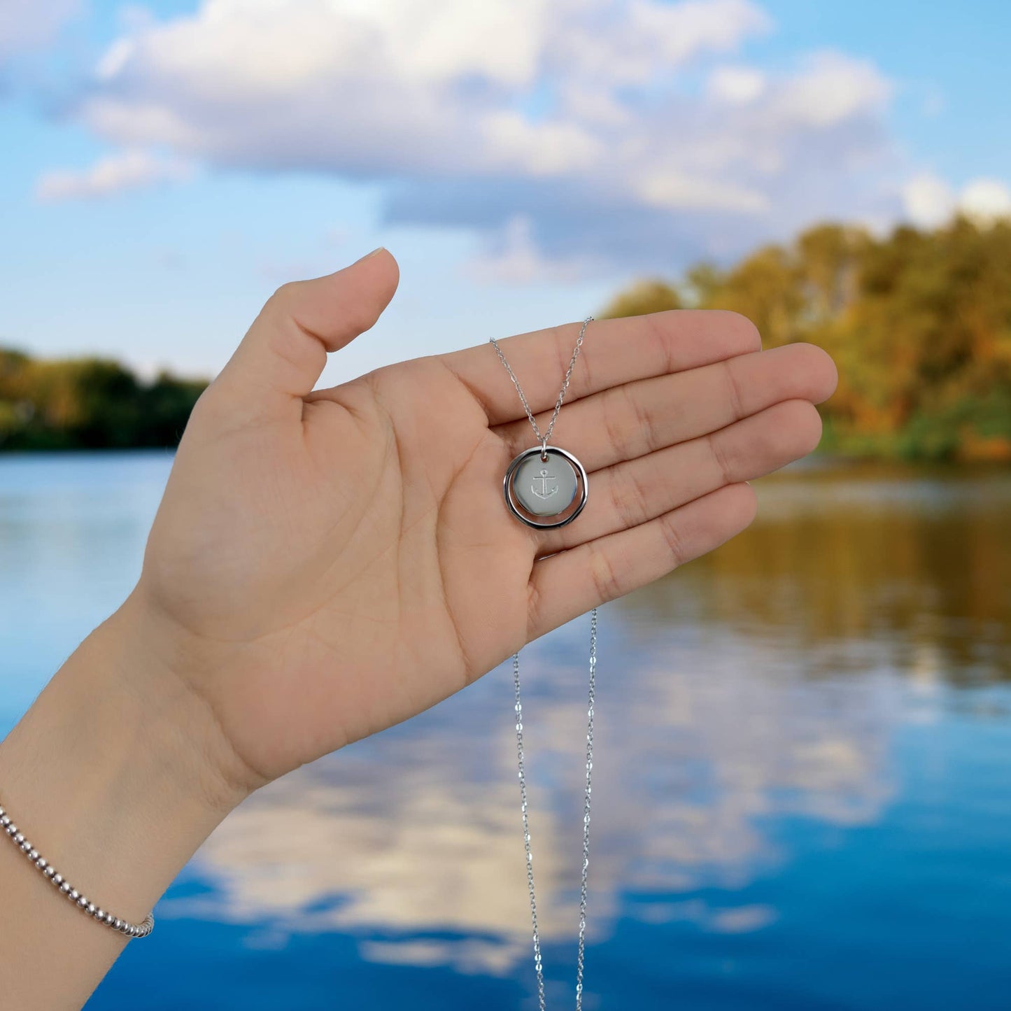 Lake - Engraved Necklace In A Bottle