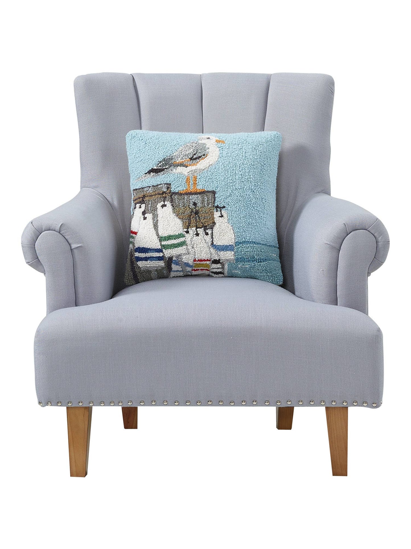 Seagull On Pier w/ Buoys Hook Pillow