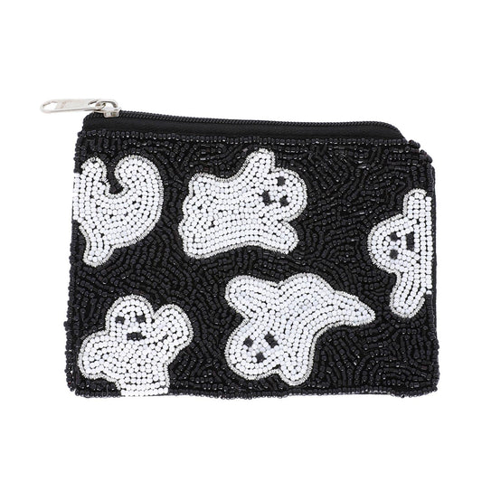 Ghost Seed Bead Coin Purse