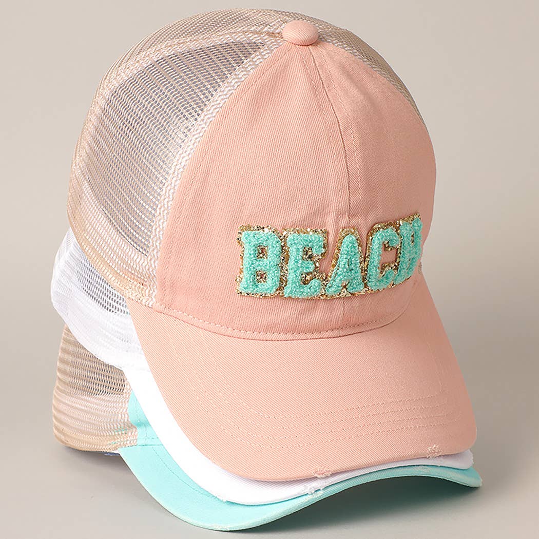 BEACH Chenille Letter Baseball Cap