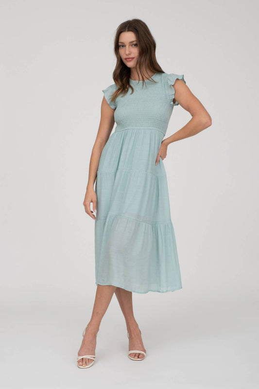 Smocked Tiered Midi Dress