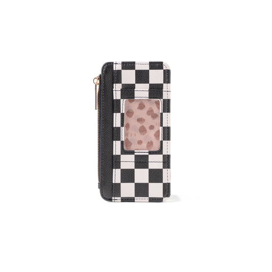 Black Checkered Kedzie Zippered Wallet