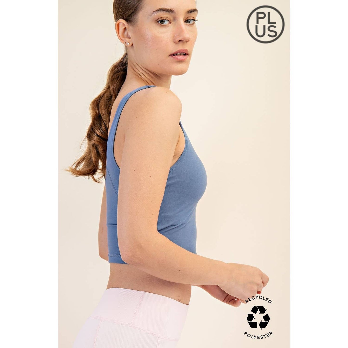 V Neck Yoga Bra Top - Paradise Blue