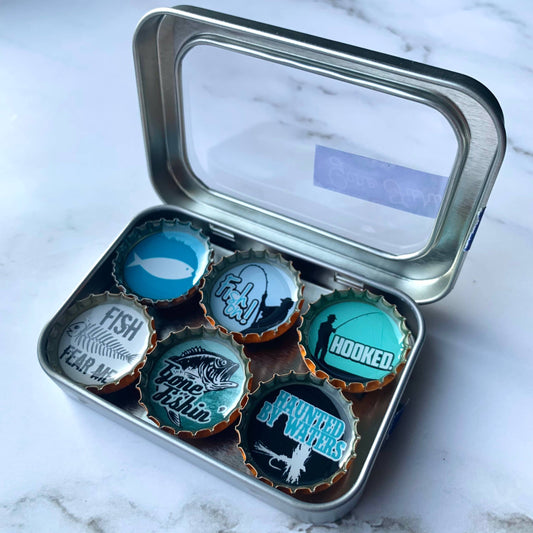 Fishing Bottle Cap Magnet Set