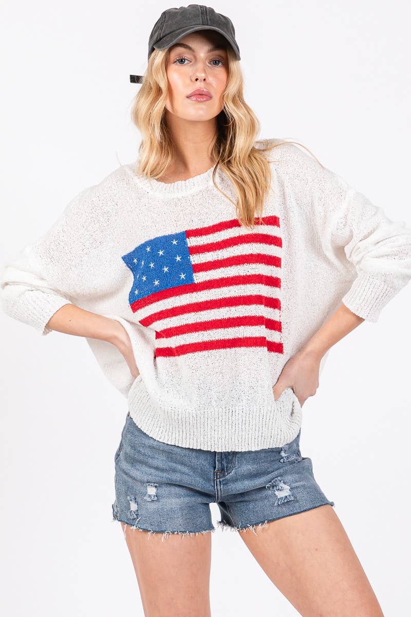 AMERICAN FLAG LIGHT SWEATER