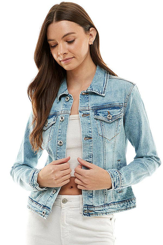 Ladies Casual Denim Jacket - Light Wash