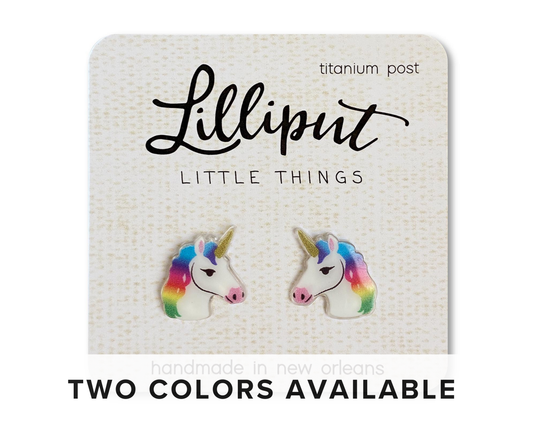 Rainbow Unicorn Earrings: White