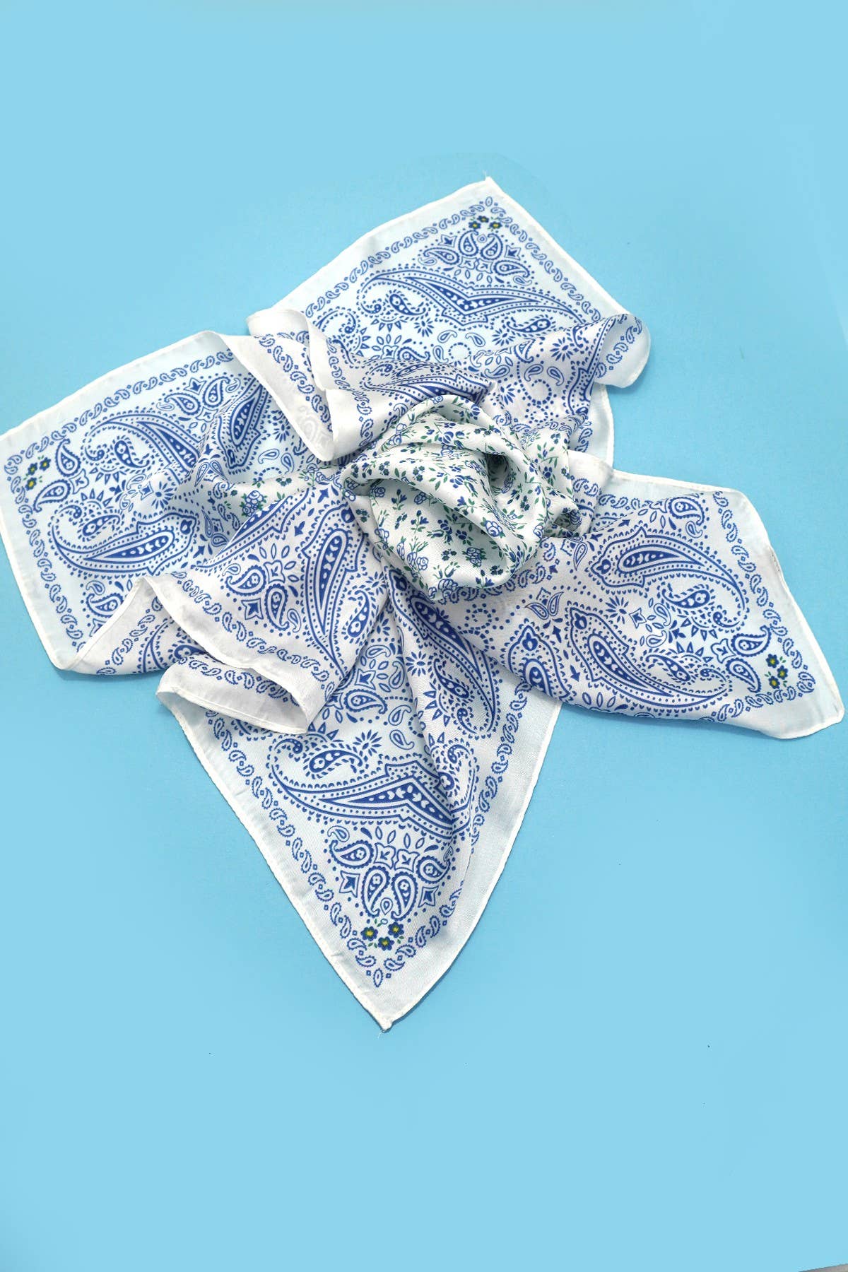 Floral Toile Print Bandana Scarf
