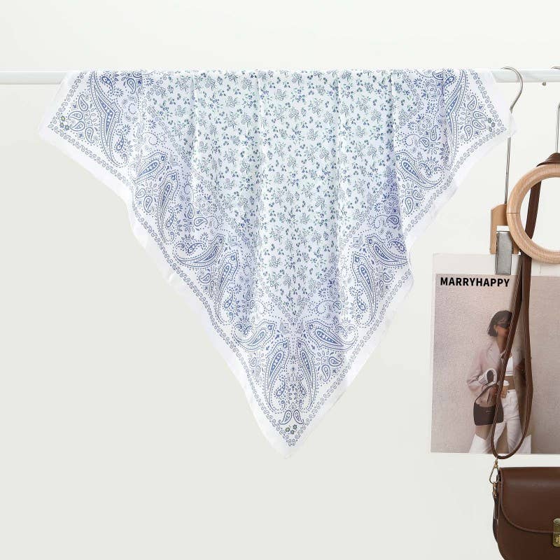 Floral Toile Print Bandana Scarf