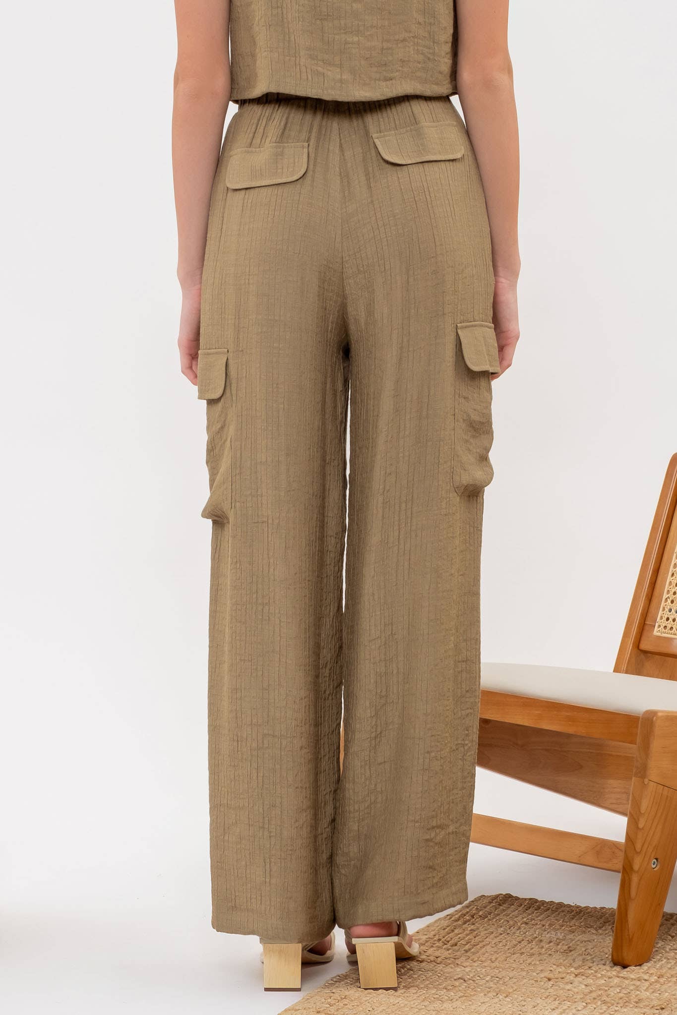 Olive Wide Leg Cargo Pants