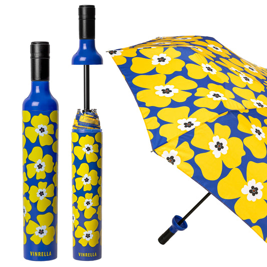 Yellow Floral Blue Bottle Umbrella