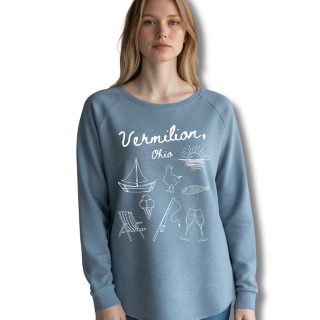 Vermilion Doodle Ladies Wave Wash Sweatshirt