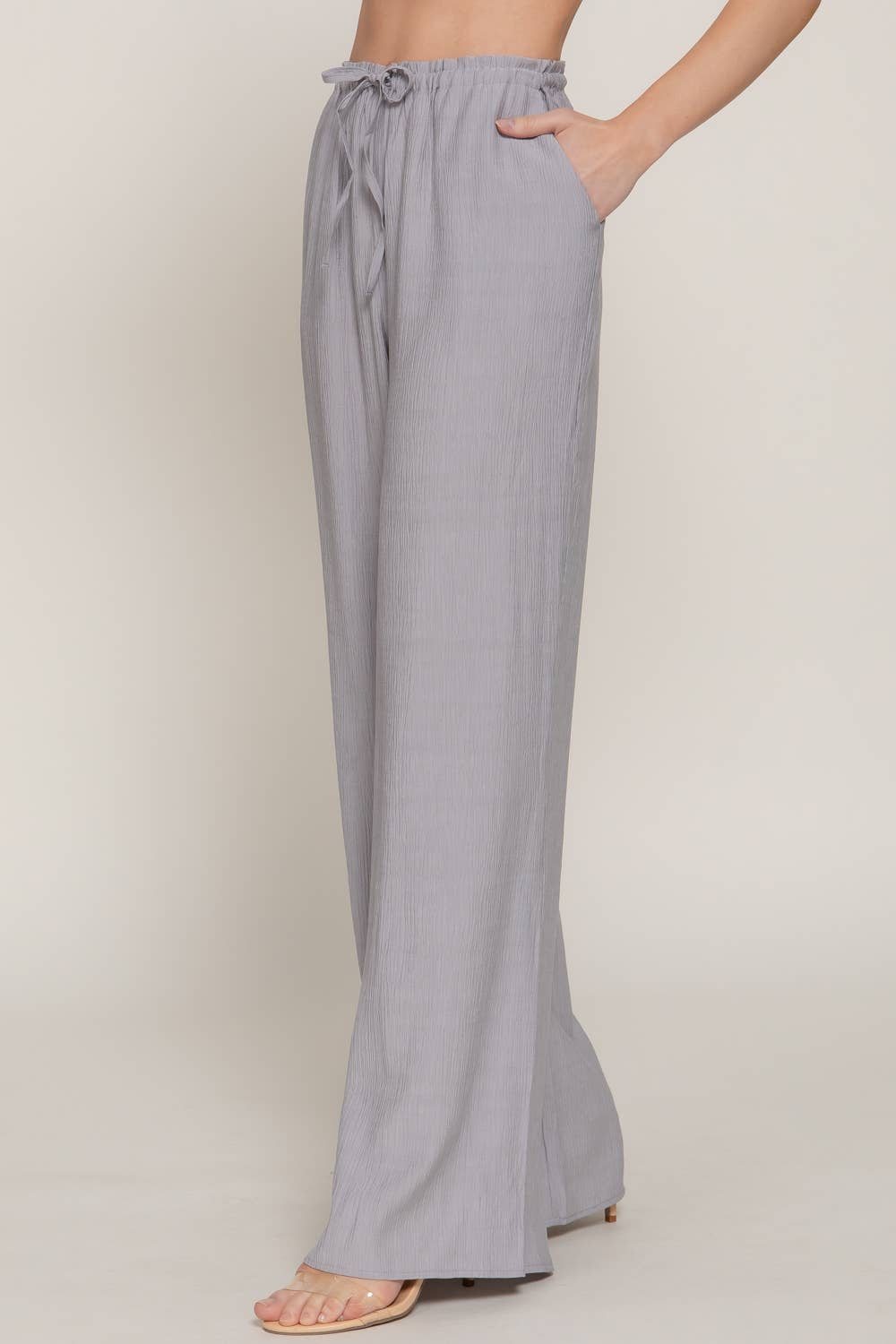 Elastic Waistband Flowy Pants