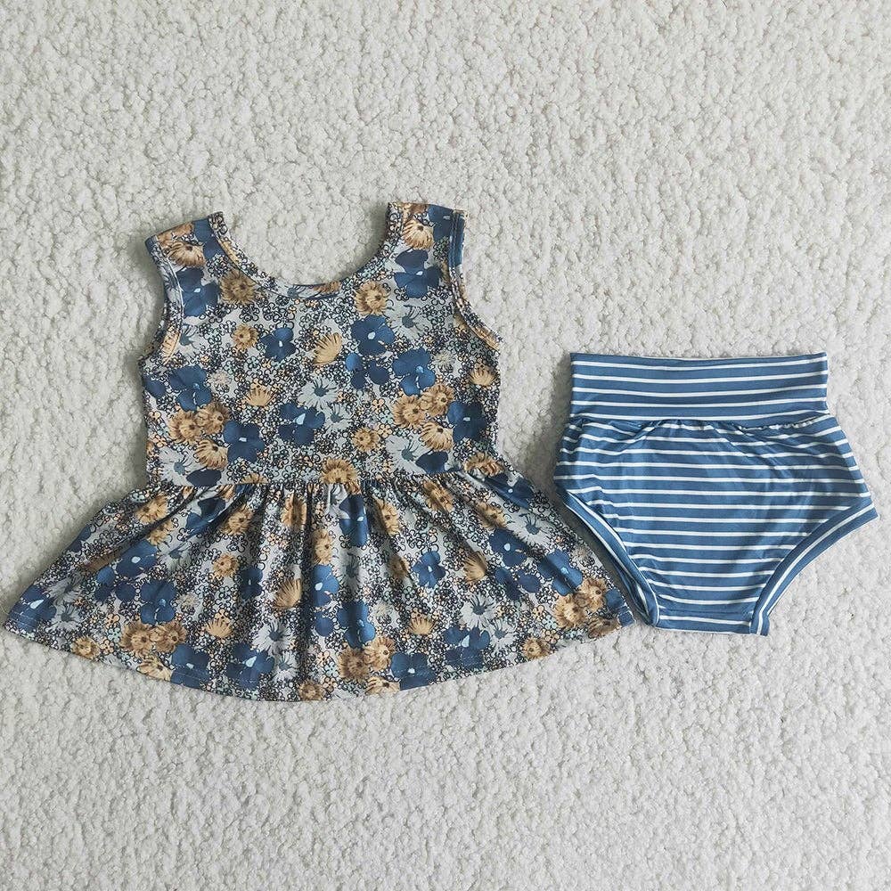 Blu Floral Bummie Set