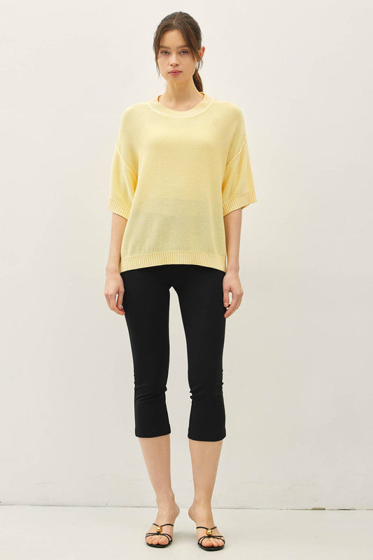Yellow Oversize Raw Edge Sweater