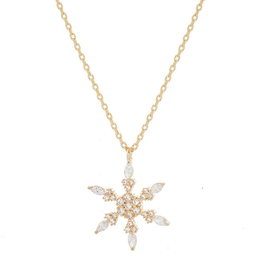 Snowflake Pendant CZ Necklace