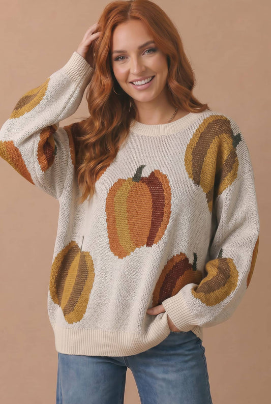 Drop Shoulder Pumpkin Sweater Top